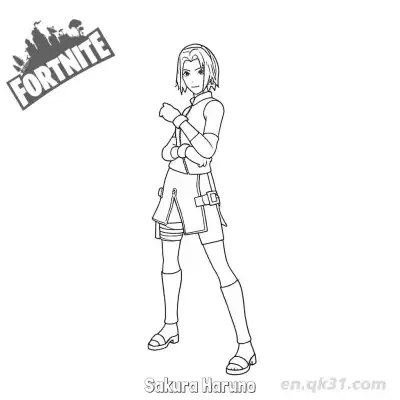 春野樱 02简笔画 素描 涂鸦 - 免费可打印堡垒之夜 下载PDF – 免费可打印简笔画涂色画